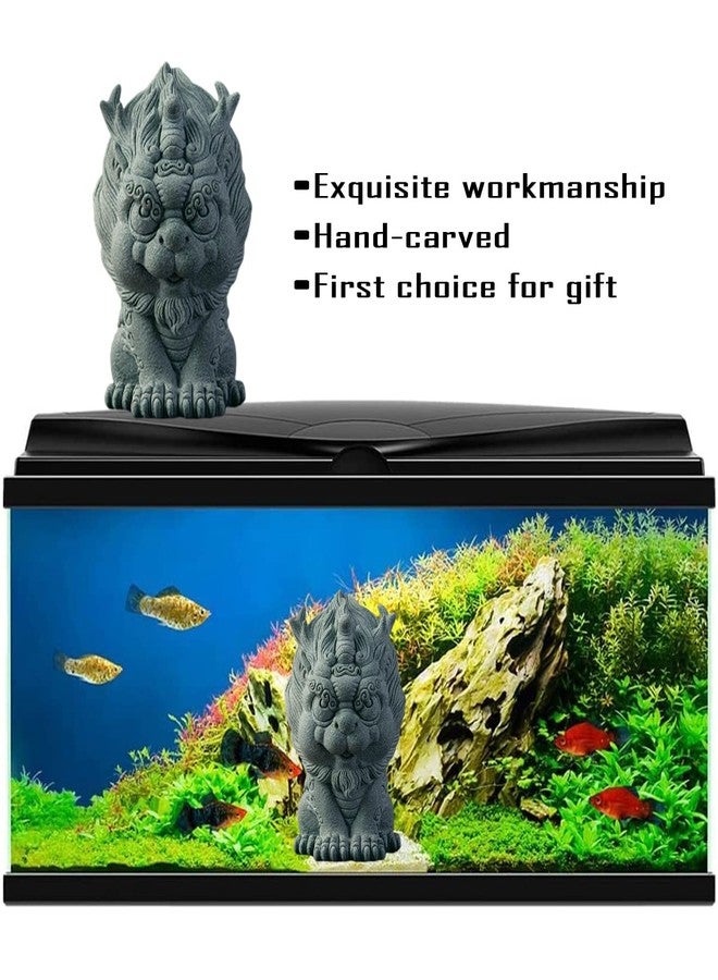 livelyfish Fish Tank Fu Foo Dog Statue Asian Oriental Aquarium Statues Decor Good Lucky Sandstone Qi Lin Figurines for Garden Fish Tank Bonsai Decoration, S - Image 3